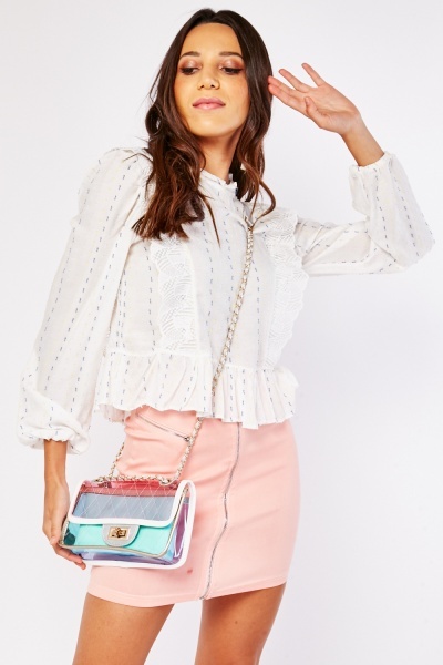 Lace Trim Contrast Blouse