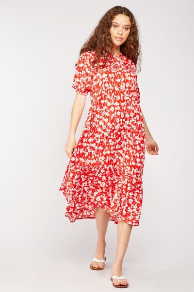 Ditsy Floral Tiered Short Sleeve Dress