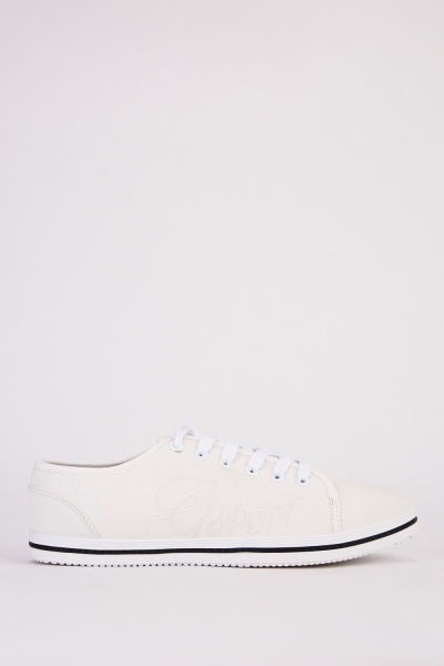Embroidered Textured Mens Plimsolls