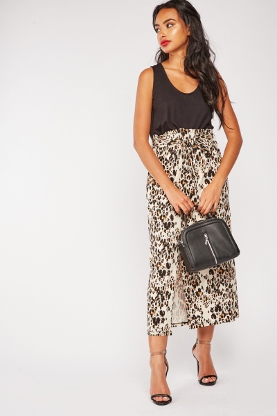 Leopard Print Panel Maxi Dress