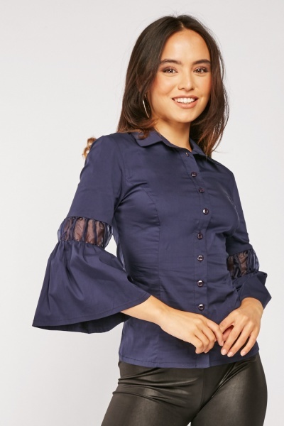 Organza Insert Sleeve Shirt