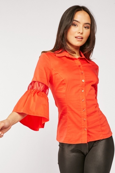 Organza Insert Sleeve Shirt