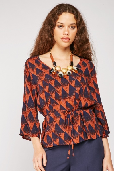 Geo Print Contrasted Blouse