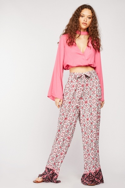 Ditsy Floral Wide Leg High Waist Trousers
