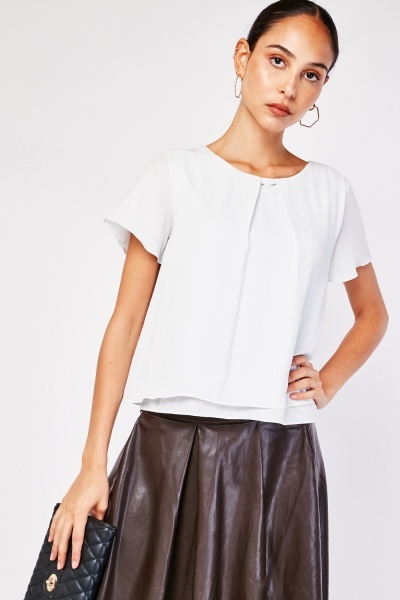 Metallic Bar Detail Chiffon Blouse