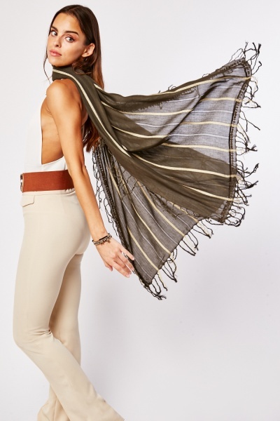 Sequin Pinstriped Long Scarf