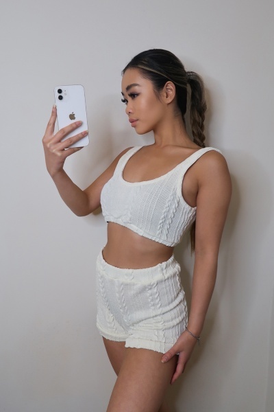 Cable Knit Crop Top And Shorts Set