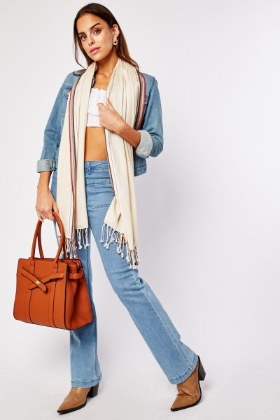 Contrasted Edge Long Scarf