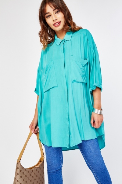 Oversized Pocket Feature Slouchy Top