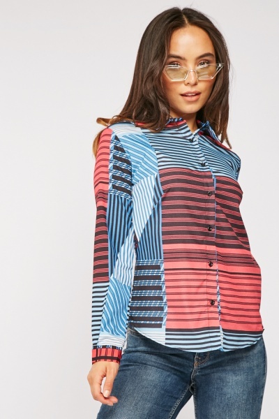 Colour Block Striped Shirt