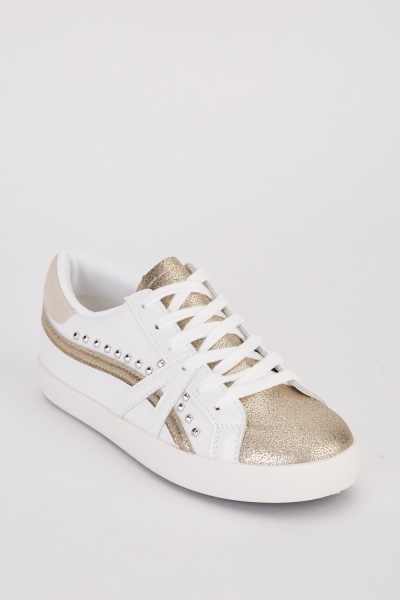Studded Glittery Contrast Sneakers