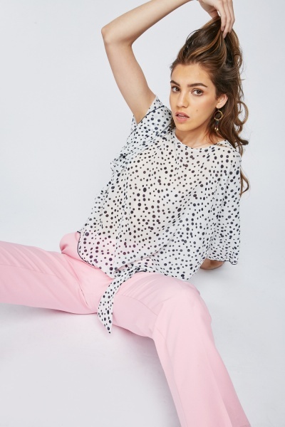 Polka Dot Sheer Chiffon Blouse