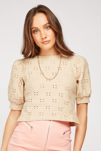 Openwork Short Sleeve Top