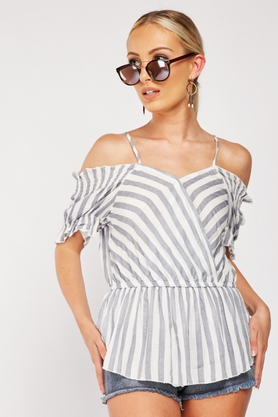 Striped Cold Shoulder Top