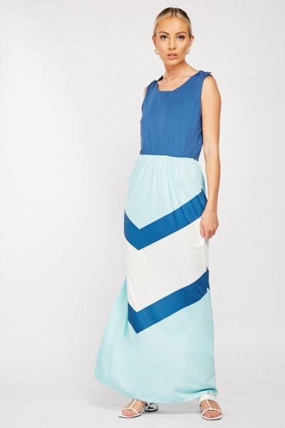 Spiral Cut Colour Block Maxi Dress