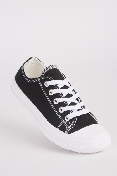 Textured Lace Up Plimsolls