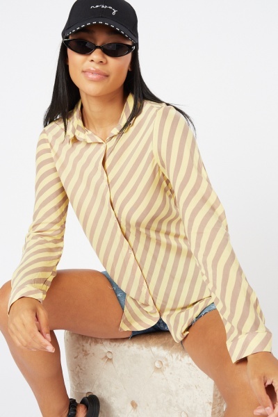 Asymmetric Striped Cotton Shirt