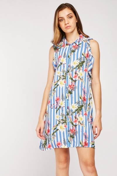Image of Floral Buttoned Dress