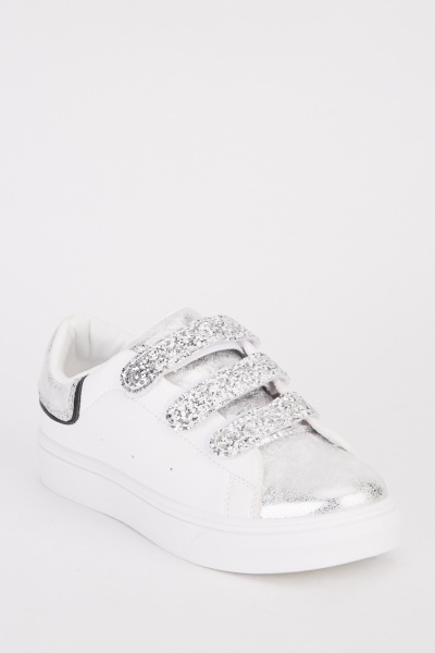 Glittery Hook And Loop Strap Trainers