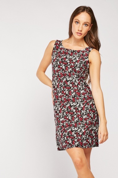 Round Neck Mini Floral Dress