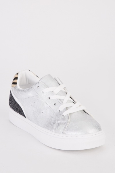 Contrasted Back Shimmery Sneakers
