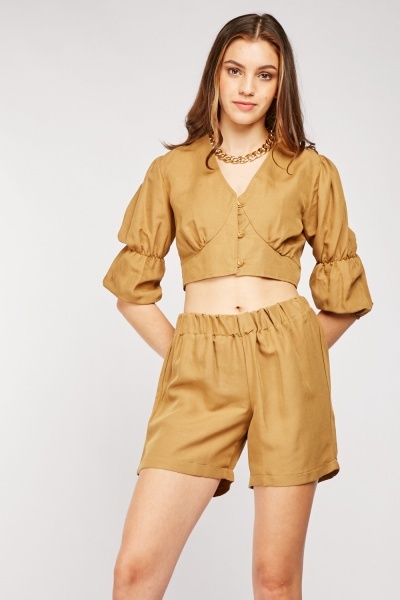Fitted Cuff Top And Shorts Set