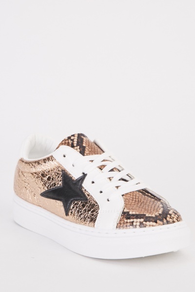 Star Applique Rose Gold Trainers