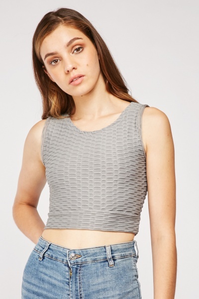 Textured Crop Sport Top