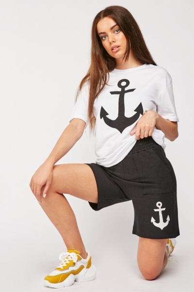 Anchor Print T-Shirt And Shorts Set