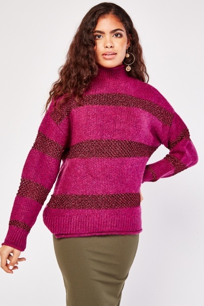 Metallic Contrast Knitted Jumper