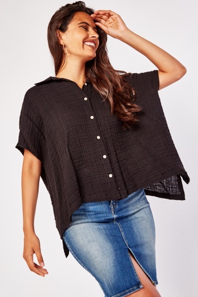 Ruched Back Crinkle Shirt