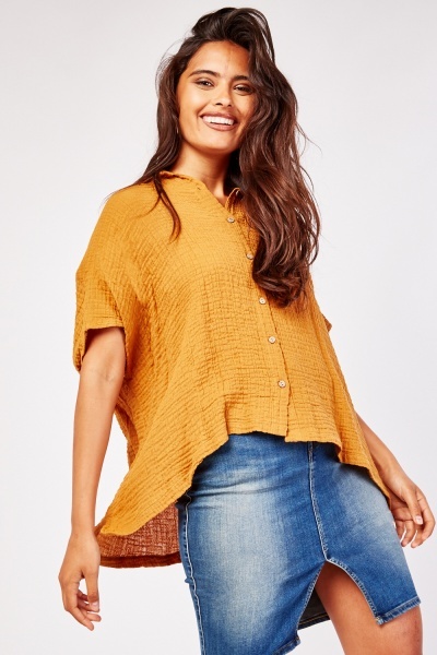 Ruched Back Crinkle Shirt