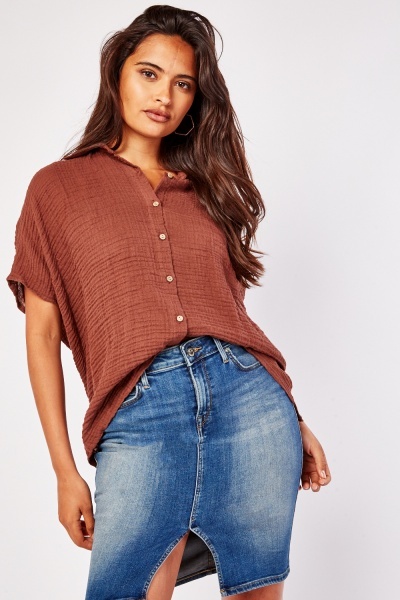 Ruched Back Crinkle Shirt