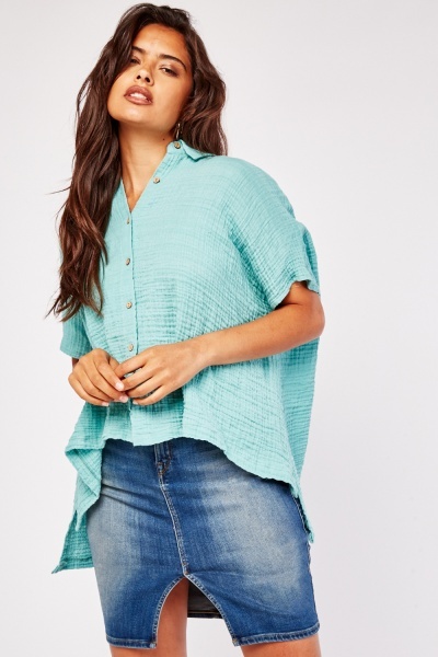 Ruched Back Crinkle Shirt