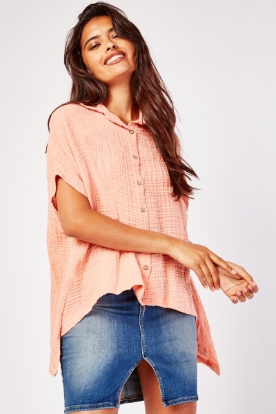 Ruched Back Crinkle Shirt