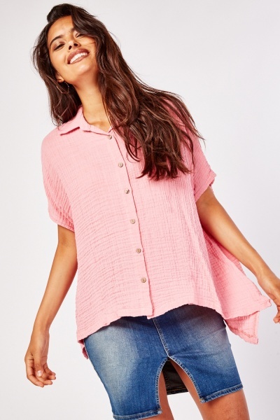 Ruched Back Crinkle Shirt