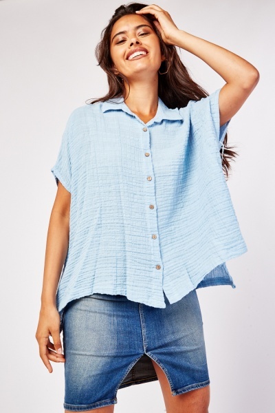 Ruched Back Crinkle Shirt