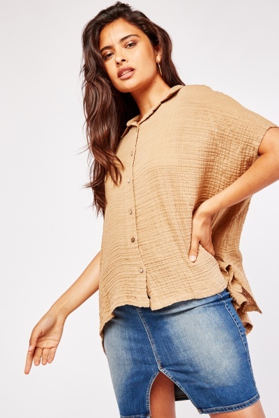 Ruched Back Crinkle Shirt