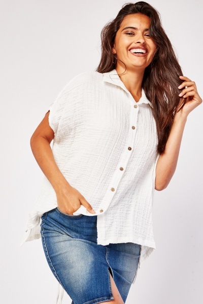 Ruched Back Crinkle Shirt