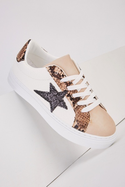 Sequin Star Detail Contrasted Trainers