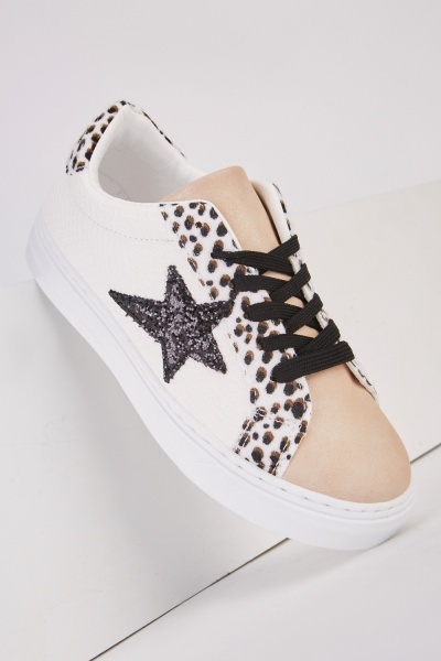 Sequin Star Detail Contrasted Trainers