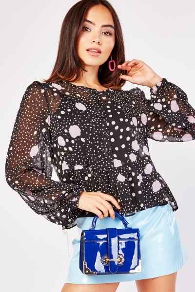 Polka Dot Sheer Blouse