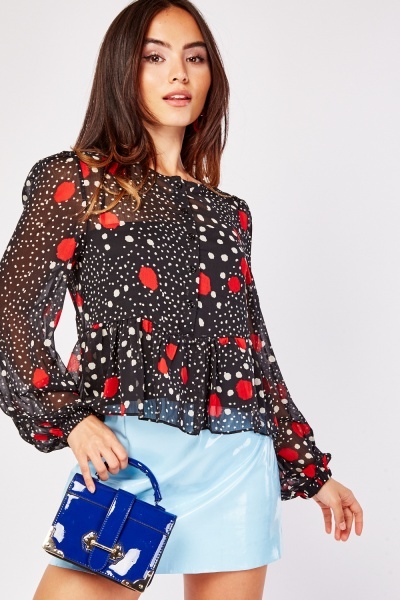 Polka Dot Sheer Blouse