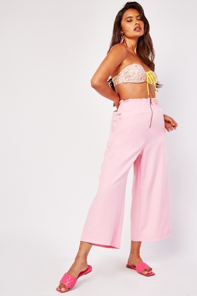 Shirred Waist Panel Culotte Trousers