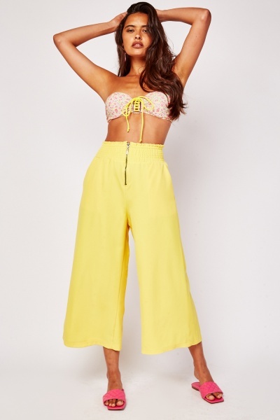 Shirred Waist Panel Culotte Trousers