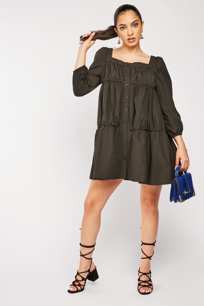 Square Neck Smock Dress