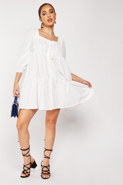 Square Neck Smock Dress