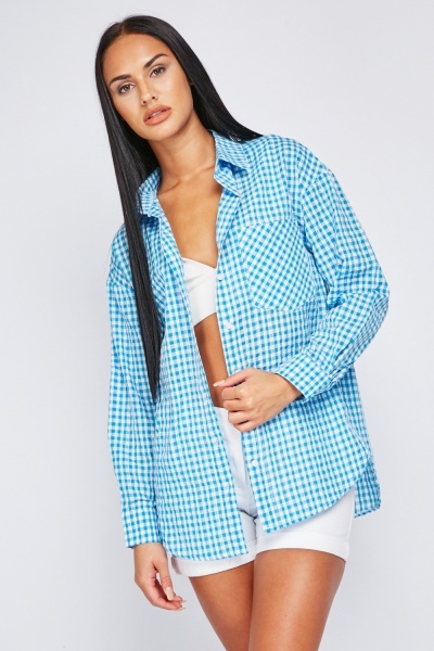 Crinkle Textured Gingham Shirt