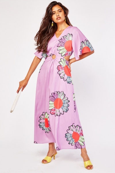 O-Ring Cut Out Side Maxi Dress