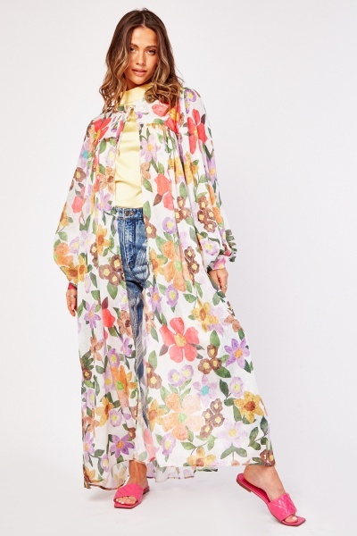 Floral Long Line Kimono
